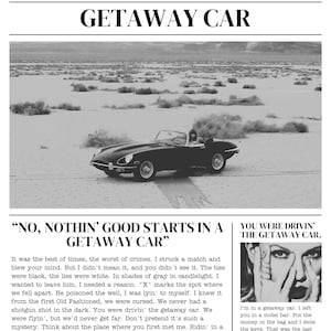 Getaway Car newspaper poster