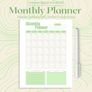 Monthly To Do List Printable Planner, Instant Download, PDF Productivity Planner, Monthly Planner, Monthly Organizer Page