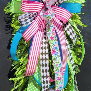Bead Grass Swag, Button Fern, Multi-Seasonal Door Decor (With Bow Option)