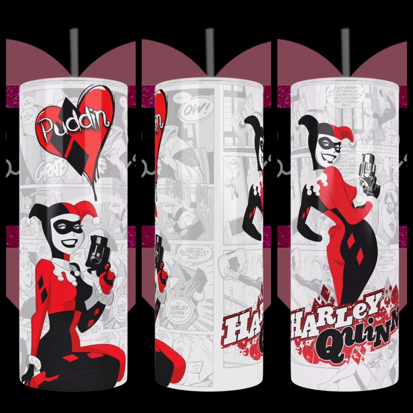 Bullet tumbler/thermos Harley Quinn Suicide Squad Glittered 32 oz – Marsha  Ann Designs