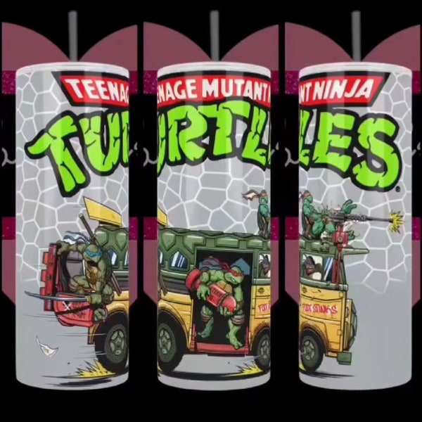 TMNT Party Wagon Custom Handcrafted 20oz Stainless Steel Tumbler