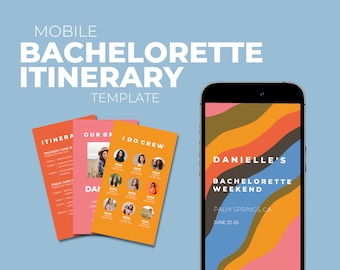 Bachelorette Itinerary Template, Bachelorette Itinerary, Mobile Bachelorette Itinerary, Itinerary Template, Wedding Template, Bachelorette