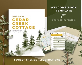 Airbnb Welcome Book Template, Cabin Themed Welcome Book template, Airbnb Welcome Book Template, VRBO Welcome Book Template,  Airbnb Tools