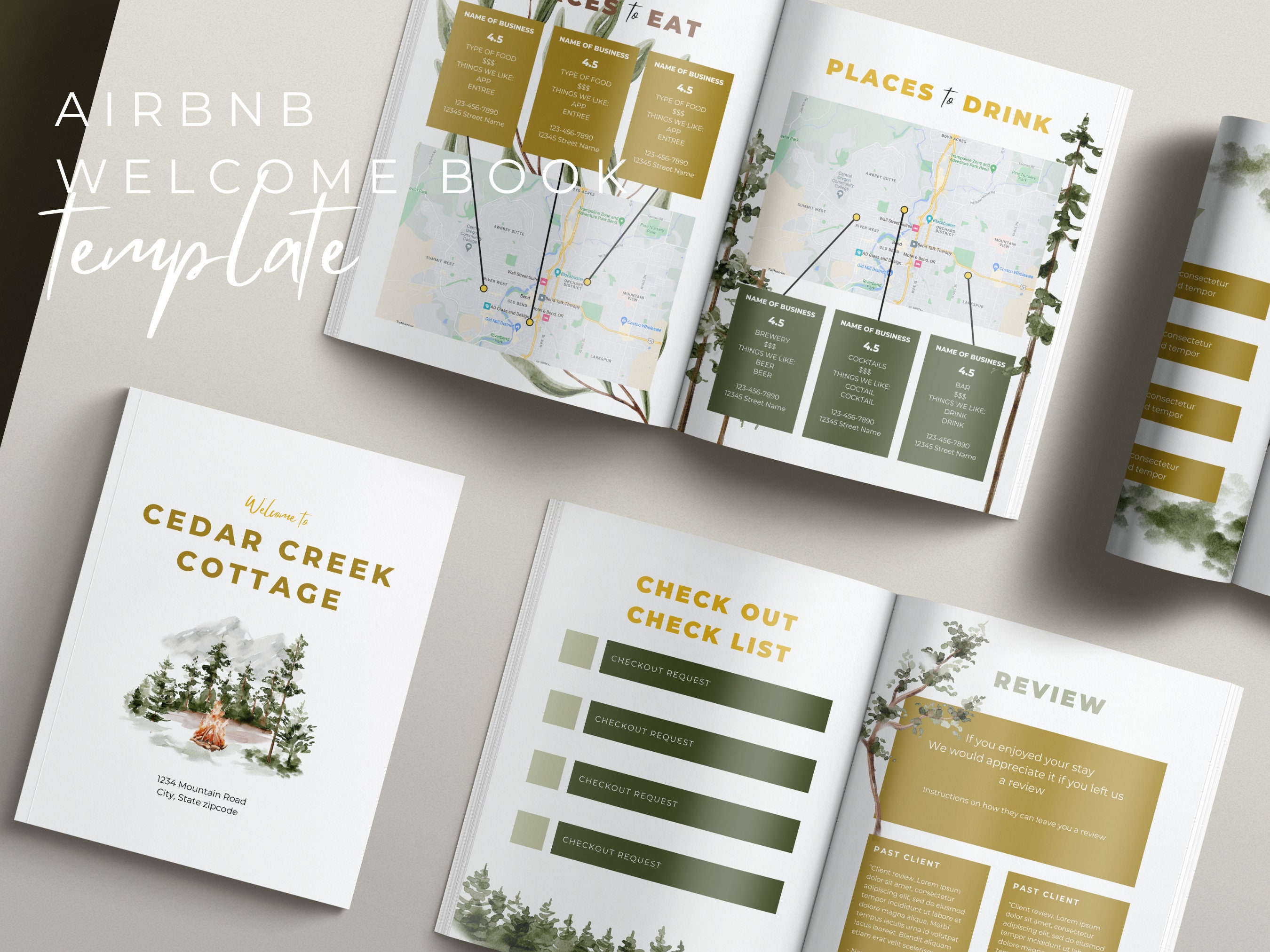 Welcome Book Template for Cabins, Mountain theme welcome book template, Airbnb Welcome Book Template, Guest Welcome Book