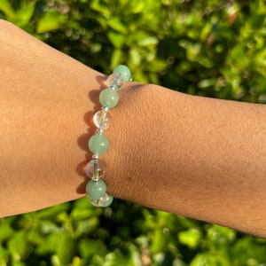Green Aventurine and Clear Quartz Crystal Bracelet