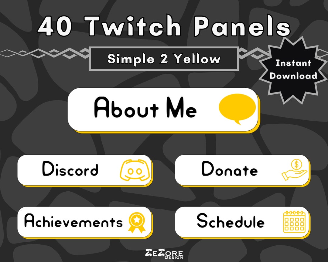 40 Simple Yellow Twitch Panels Streamer Content Creator Gamer About Me ...