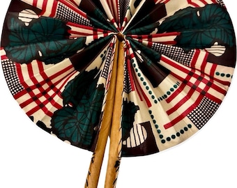 Leque de mão dobrável com estampa africana/Leque com estampa africana/couro feito à mão