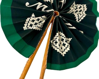 Leque de mão dobrável com estampa africana/Leque com estampa africana/couro feito à mão