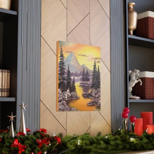 Golden Glow&quot; - Landscape Oil Painting featuring a sunrise/sunset Lakeside view of the Mountains