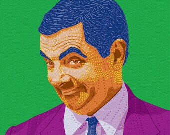 Rowan Atkinson as Mr. Bean printed drawing vector art