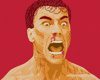 Jean-Claude Van Damme from Bloodsport printed drawing vector art