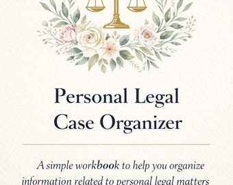 Personal Legal Case Organizer – Printable & Digital Workbook for Organizing Legal-Related Information