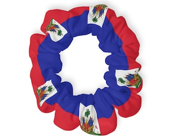 Coletero con la bandera de Haití / Accesorio para el cabello con la bandera de Haití