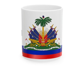 Taza con el emblema de Haití / Taza de café de cerámica, 11 oz o 15 oz