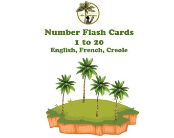 Tarjetas de números trilingües: inglés, francés y criollo (imprimibles)