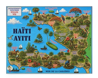 Carte Agricole d'Haïti / Rompecabezas de mapas agrícolas de Haití, Ilustración de biodiversidad