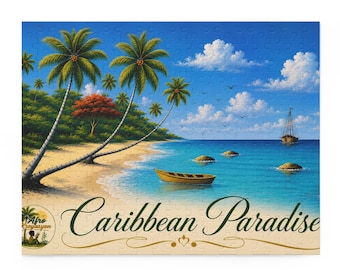 Rompecabezas de escena de playa paradisíaca caribeña / Paisaje marino tropical