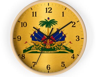 Reloj de pared con el emblema de Haití / Reloj con el escudo de armas de Haití