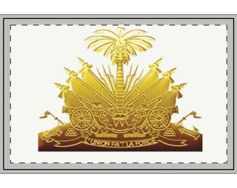 Bandeja grande para servir con el emblema de Haití / Bandeja decorativa con el escudo de armas haitiano