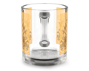 Taza de vidrio patriótica con el emblema de Haití, 295 ml (10 oz)