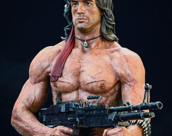 Figura de Rambo Sylvester (Arte de Fan) impresa en 3D, pintada/sin pintar, modelo de resina, kit de garaje CA3D