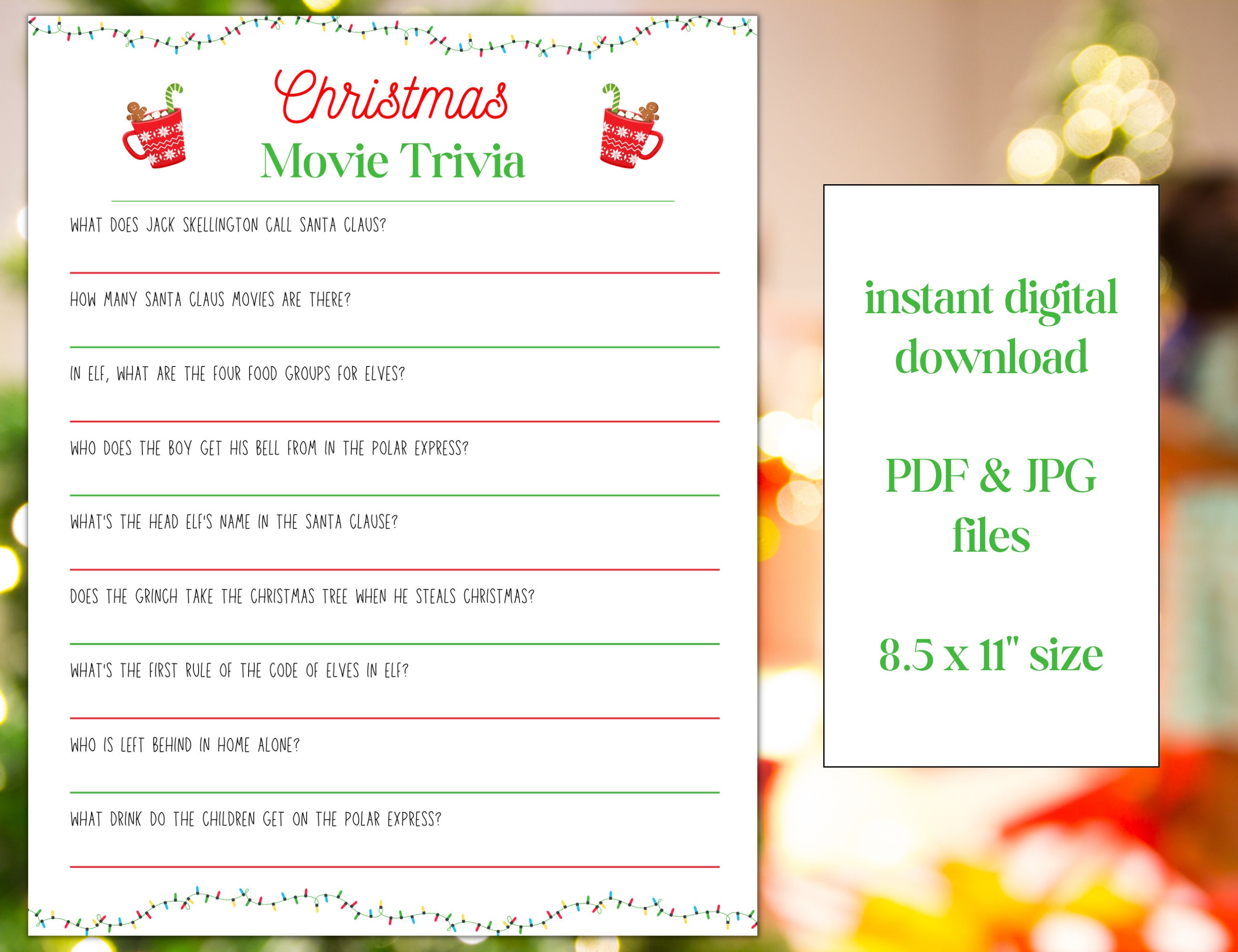 Christmas Movie Trivia Printable Game - Etsy