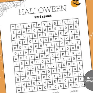 Halloween Word Search Printable Game with Answer Key
