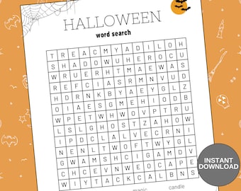 Halloween Word Search Printable Game with Answer Key