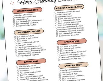 Cleaning Checklist Editable Printable, Weekly Cleaning, Spring Cleaning, Moving Cleaning Checklist, Deep Cleaning