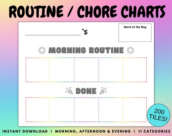Visual Chore Charts for Kids, Printable Routine Chart, Visual ...