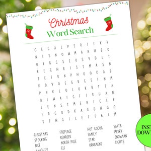 Christmas Word Search Printable Game