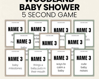 Juego de 5 segundos para baby shower con temática de bosque / Actividades para baby shower unisex / Juegos sencillos y divertidos para imprimir
