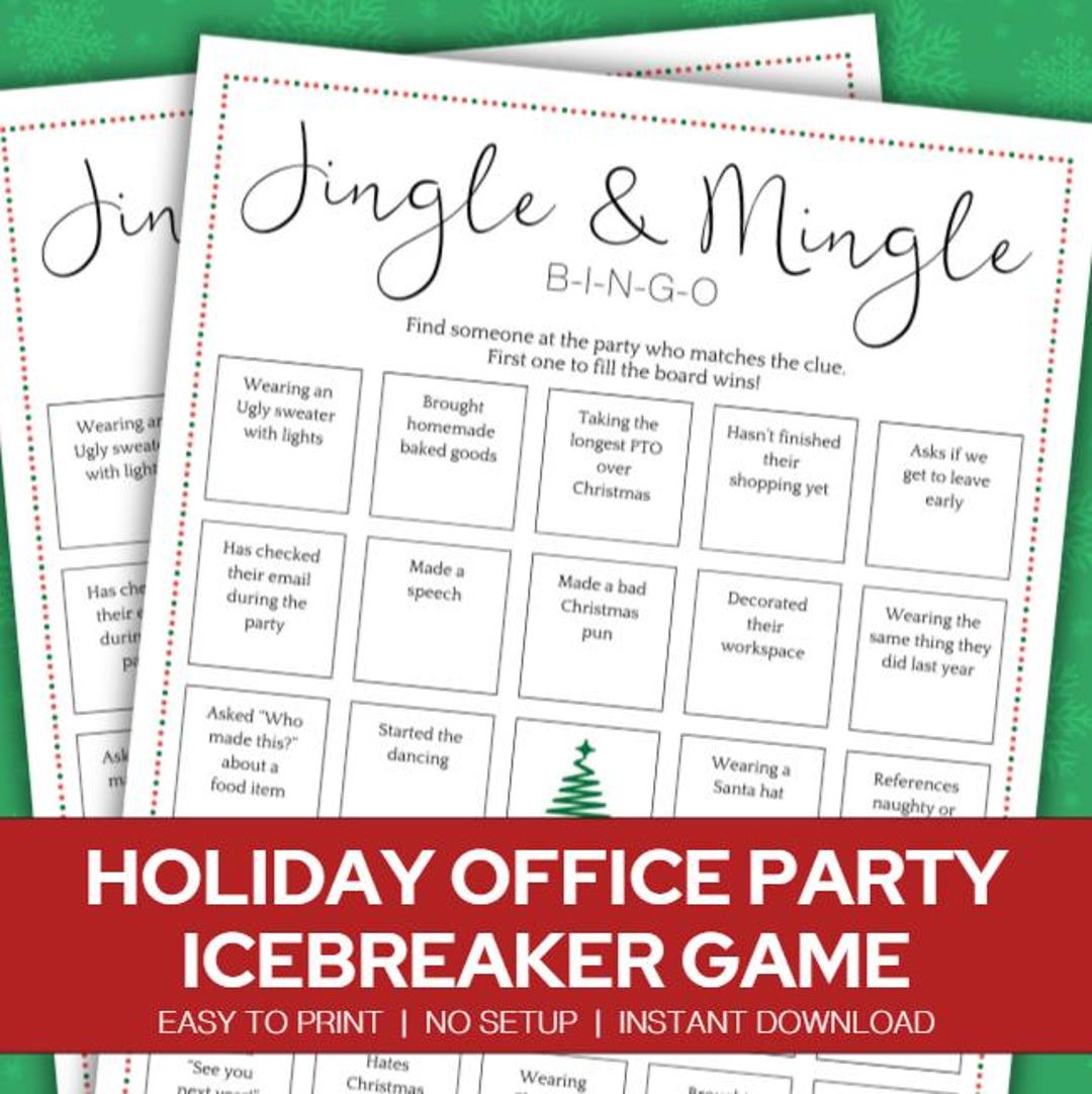 Jingle and Mingle Office Party Christmas Bingo, Find Someone Who ...