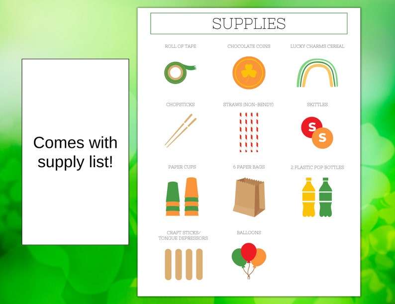 St Patrick's Day Minute to Win It Printable Game Ideas with Supply List and Score Sheet image 4