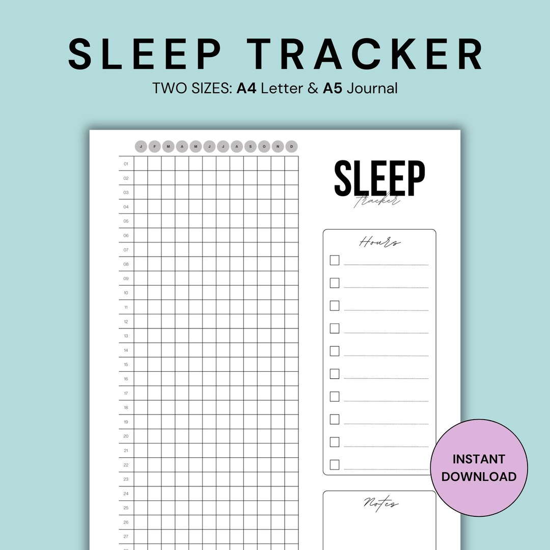 Sleep Journal Tracker, Year in Pixels, Printable Journal Page Template ...
