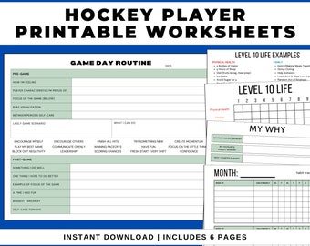 Hockey Player Printable Worksheets, Coaches, Junior, Minor, Kids, Athlete