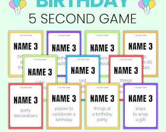 Juego de cumpleaños infantil de 5 segundos / Juegos imprimibles para fiestas infantiles / Actividad para pijamadas
