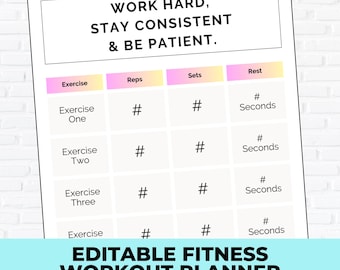Fitness Workout Planner Printable Template