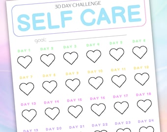 30 Day Self-Care Challenge Tracker, Self-Love Printable