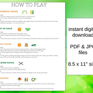 St Patrick's Day Minute to Win It Printable Game Ideas with Supply List and Score Sheet image 5