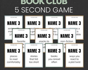 Juego rompehielos para clubes de lectura / Actividad imprimible de 5 segundos para grupos de lectura / Juegos para fiestas de amantes de los libros