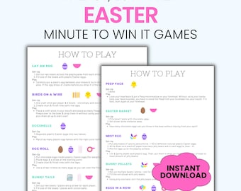 Easter Minute to Win It Printable Game Ideas with Supply List and Score Sheet