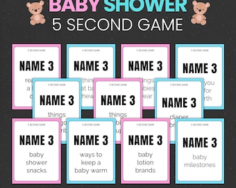 Juego de 5 segundos para baby shower / Actividades para baby shower unisex / Juegos divertidos y sencillos para imprimir