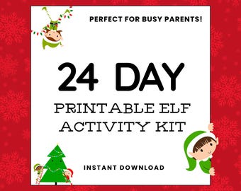 Kit de actividades de duende navideño, 24 días imprimibles (PDF)