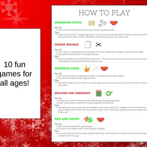 Christmas Minute to Win It Printable Game Ideas With Supply List and ...