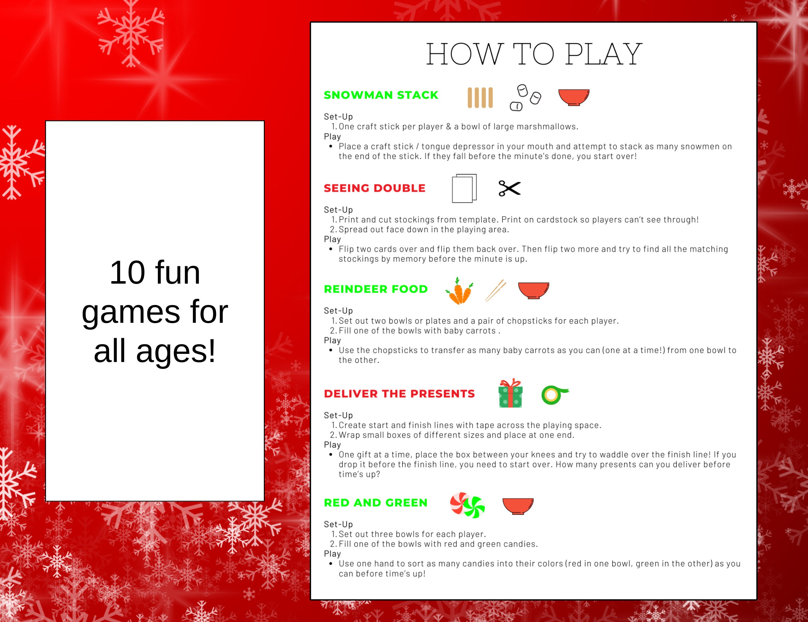 Christmas Minute to Win It Printable Game Ideas With Supply List and ...