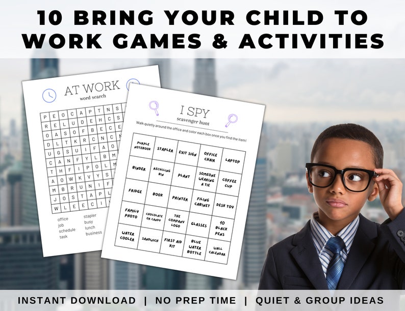 Take Your Child to Work Day Printable Game Bundle image 1