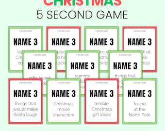 Juego navideño de 5 segundos / Juegos imprimibles para fiestas navideñas en grupo / Actividad divertida para niños en el aula