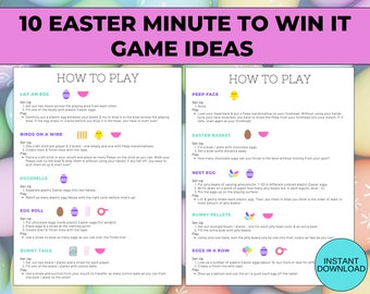 Easter Minute to Win It Printable Game Ideas with Supply List and Score Sheet