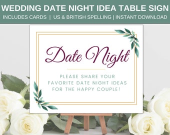 Wedding Sign Date Idea Table Printable with Cards